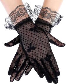 img 4 attached to 🧤 Lace Floral Bow Gloves for Girls - Elegant Tea Party, Formal Princess Dress Accessories for Wedding, Pageant