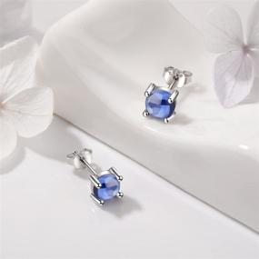 img 3 attached to 💎 Hypoallergenic Birthstone Stud Earrings for Women and Girls - 925 Sterling Silver, Sensitive Ears, 18K White Gold Plated, Jewelry Gift