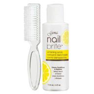 💅 gena nail brite whitening scrub with brush, nail cleanser, conditioner & brightener, 4 oz logo