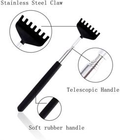 img 2 attached to OWUDE Portable Telescoping Back Scratcher Set - Extendable Claw Metal Hand Massager Tools (Black + Purple)