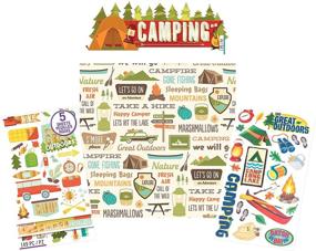 img 4 attached to 🏕️ Camping Scrapbook Stickers and Scrapbooking Paper Set - Camp, RV, Camper Van, Campfire, Cabin, Outdoor Theme Stickers and 12x12 Cardstock, Ideal for Planner, Journal, Photo Album, Calendars, DIY Crafts