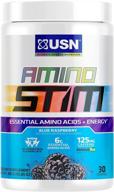 🔵 usn energizing amino stim: boost energy, stamina, and recovery with sugar-free bcaa energy supplement - blue raspberry flavor, 30 servings logo