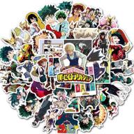 my hero academia waterproof stickers - set of 50 collectibles for laptops, cars, snowboards, bicycles, luggage, phones, water bottles, and skateboards – perfect anime lover gift logo