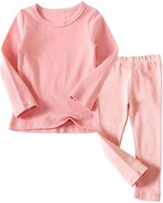 img 4 attached to Cozy and Comfortable: Thermal 🌙 Crewneck Toddler Pajamas for Active Girls' Clothing