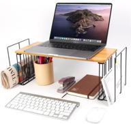 jjackcube design wood laptop monitor stand riser and desk organizer with 2 file paper office supplies storage holder - mk531a логотип