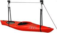 kayak hoist lift: garage ceiling mount with 2 pulley system - heavy-duty 125 pound capacity - ideal for bicycle, paddleboard, canoe, and ladder storage tool logo