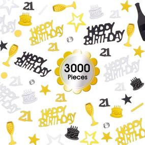 img 1 attached to 🎉 3000 Pieces 21st Birthday Confetti Number 21 Party Metallic Foil Table Scatter Decorations for DIY Crafts - Gold, Black, Silver