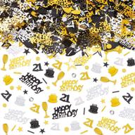 🎉 3000 pieces 21st birthday confetti number 21 party metallic foil table scatter decorations for diy crafts - gold, black, silver logo