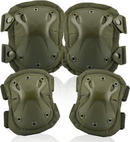 img 4 attached to ActionUnion Adult Shooting Elbow and Knee Pad Set - Tactical Combat Knee Pads, Guard Gear for Military Army Protection, CS Paintball, Biking, Skating - Sports Equipment