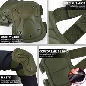 img 2 attached to ActionUnion Adult Shooting Elbow and Knee Pad Set - Tactical Combat Knee Pads, Guard Gear for Military Army Protection, CS Paintball, Biking, Skating - Sports Equipment