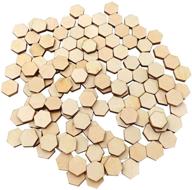 🌲 supvox 200pcs wood discs slices: hexagonal unfinished wooden cutouts for diy craft decoration logo