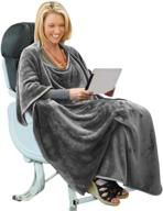 tirrinia 4-in-1 premium cozy mink fleece poncho blanket – travel wearable for airplane, office, and more, with pocket and built-in bag logo