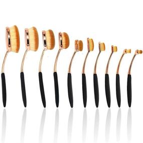 img 3 attached to 🌹 BeautyCoco Oval Makeup Brush Set: Professional 10 Piece Rose Gold Brushes for Foundation, Contour, Concealer, and Blending