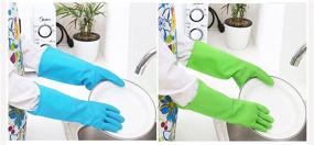 img 3 attached to 🧤 Waterproof Reusable Nitrile Gloves - 4 Pairs, Ideal for Dishwashing, Car-washing, Laundry & Household Cleaning (Medium)