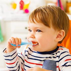 img 2 attached to 🥄 Munchkin Silicone Trainer Spoons for Baby Led Weaning with Choke Guard, 4 Pack, Blue and Green