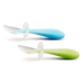 img 3 attached to 🥄 Munchkin Silicone Trainer Spoons for Baby Led Weaning with Choke Guard, 4 Pack, Blue and Green