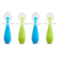 🥄 munchkin silicone trainer spoons for baby led weaning with choke guard, 4 pack, blue and green logo