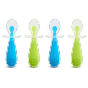 img 4 attached to 🥄 Munchkin Silicone Trainer Spoons for Baby Led Weaning with Choke Guard, 4 Pack, Blue and Green