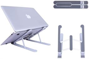 img 3 attached to Frassie Laptop Stand - Adjustable 7-Level Angle Portable Aluminum Alloy Notebook Mount in Silver - Foldable Laptop Holder Riser Computer Stand with Frosted Desktop