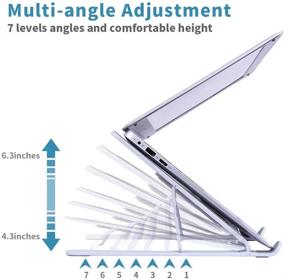 img 2 attached to Frassie Laptop Stand - Adjustable 7-Level Angle Portable Aluminum Alloy Notebook Mount in Silver - Foldable Laptop Holder Riser Computer Stand with Frosted Desktop