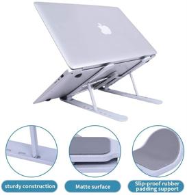 img 1 attached to Frassie Laptop Stand - Adjustable 7-Level Angle Portable Aluminum Alloy Notebook Mount in Silver - Foldable Laptop Holder Riser Computer Stand with Frosted Desktop