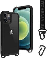 чехол switcheasy для iphone 12 pro max - odyssey: чехол из алюминиевого сплава aero-tech с плечевым ремешком, регулируемым шеином, защитой по стандартам военного времени и устойчивостью к царапинам в черном цвете. логотип