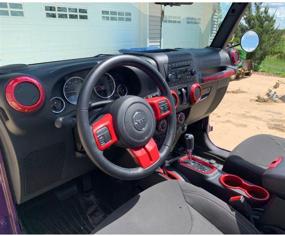 img 3 attached to 🚙Улучшите свой Jeep Wrangler JK JKU 2011-2018 с полным комплектом из 21 предмета интерьерной отделки - стильные дверные ручки, крышки для чашек, рулевое колесо, центральная консоль и многое другое!