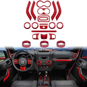 img 4 attached to 🚙Улучшите свой Jeep Wrangler JK JKU 2011-2018 с полным комплектом из 21 предмета интерьерной отделки - стильные дверные ручки, крышки для чашек, рулевое колесо, центральная консоль и многое другое!