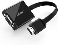🔌 ugreen active hdmi to vga adapter with 3.5mm audio jack - hdmi male to vga female - supports 1080p - for pc, laptop, ultrabook, raspberry pi, chromebook - black logo