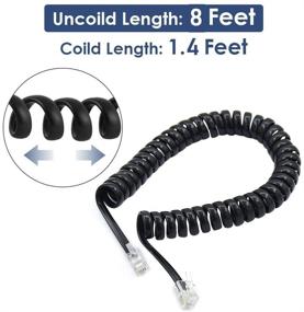 img 3 attached to 📞 8Ft Uncoiled/1.4Ft Coiled Phone Cord Landline Telephone Handset Cable RJ9 4P4C Telephone Accessory - 4 Pack, Black