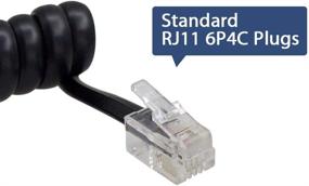 img 2 attached to 📞 Нераспутанный проводной телефонный кабель для настольного телефона RJ9 4P4C длиной 8 футов / свернутый проводной кабель длиной 1,4 фута - комплект из 4 штук, черного цвета.