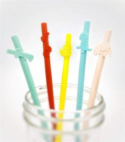 img 1 attached to 🌿 Eco-Friendly Kids' Silicone Drinking Straws - Colorful Fun Animal Design - Food Grade, Non-Toxic, and Reusable - Includes FREE Cleaning Brush