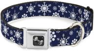 🐶 adjustable snowflake blue white dog collar with seatbelt buckle - sizes for small, medium, and large dogs logo