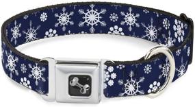 img 4 attached to 🐶 Adjustable Snowflake Blue White Dog Collar with Seatbelt Buckle - Sizes for Small, Medium, and Large Dogs