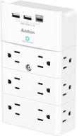 addtam multi plug outlet - 12 outlet extender with usb ports - home/office surge protector power strip - white логотип