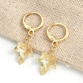 img 2 attached to 👂 Pack of 6 Gold Hoop Earrings Sets for Women and Girls with Sensitive Ears - Teen Star Earrings Set - Huggie Spike Hoop Earrings - Women's Dangle Charm Earrings