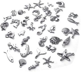 img 2 attached to 🍷 BronaGrand 140Pcs Metal Wine Glass Charm Rings Earring Hoops & Ocean Fish Sea Charms Pendants DIY Unique Wine Glass Marker Kit