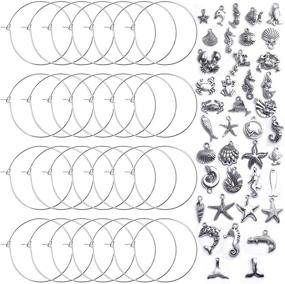 img 4 attached to 🍷 BronaGrand 140Pcs Metal Wine Glass Charm Rings Earring Hoops & Ocean Fish Sea Charms Pendants DIY Unique Wine Glass Marker Kit