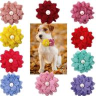 pack of 10 dog flower slide collar attachments with pearls - puppy bows for dog collars, cat collars - elegant dog flower bows logo