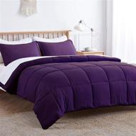 🛏️ veeyoo queen size comforter set - all season soft quilted down alternative duvet insert with corner tabs - plush microfiber fill - warmth hypoallergenic bed comforter set 3 pieces, purple logo