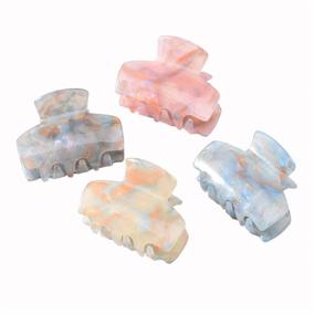 img 4 attached to 4-Piece Set of Vibrant Acrylic Acetate Hair Claws for Women and Girls - Eye-Catching Hair Jaw Clips in Fashionable Hair Clamp Style