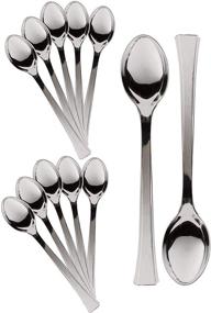 img 1 attached to 🥄 100-Pack Exquisite Silver Mini Plastic Tasting Spoons - Disposable, Ideal for Appetizers, Fruits, Cakes, and More!