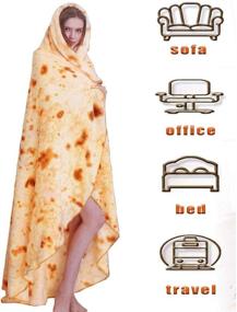 img 3 attached to 🌯 Giant 59 inch Burritos Tortilla Blanket - Funny Taco Flannel Blanket, Soft Novelty Food Blanket for Home Bed Sofa, Picnic, Beach Towel - Ideal for Baby, Adult