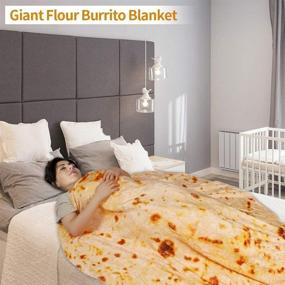 img 2 attached to 🌯 Giant 59 inch Burritos Tortilla Blanket - Funny Taco Flannel Blanket, Soft Novelty Food Blanket for Home Bed Sofa, Picnic, Beach Towel - Ideal for Baby, Adult