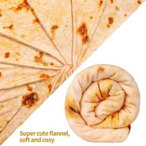 img 1 attached to 🌯 Giant 59 inch Burritos Tortilla Blanket - Funny Taco Flannel Blanket, Soft Novelty Food Blanket for Home Bed Sofa, Picnic, Beach Towel - Ideal for Baby, Adult