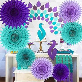 img 2 attached to 🏼 Teal Purple Mermaid Birthday Decorations & Under The Sea Party Supplies with Lavender Tissue Paper Fans - Perfect for Mermaid Frozen Party, Mermaid Themed Baby Showers