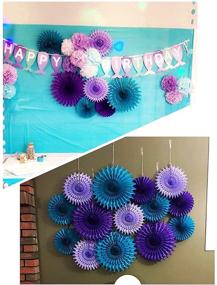 img 1 attached to 🏼 Teal Purple Mermaid Birthday Decorations & Under The Sea Party Supplies with Lavender Tissue Paper Fans - Perfect for Mermaid Frozen Party, Mermaid Themed Baby Showers