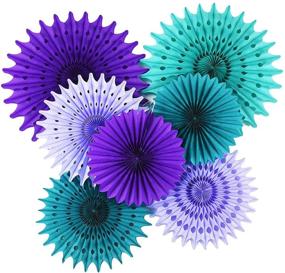 img 4 attached to 🏼 Teal Purple Mermaid Birthday Decorations & Under The Sea Party Supplies with Lavender Tissue Paper Fans - Perfect for Mermaid Frozen Party, Mermaid Themed Baby Showers