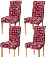 oveeler buffalo plaid christmas chair covers set of 4 - removable washable slipcovers for dining room - festive decor for home party banquet hotel holiday logo