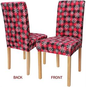 img 3 attached to OVEELER Buffalo Plaid Christmas Chair Covers Set of 4 - Removable Washable Slipcovers for Dining Room - Festive Decor for Home Party Banquet Hotel Holiday